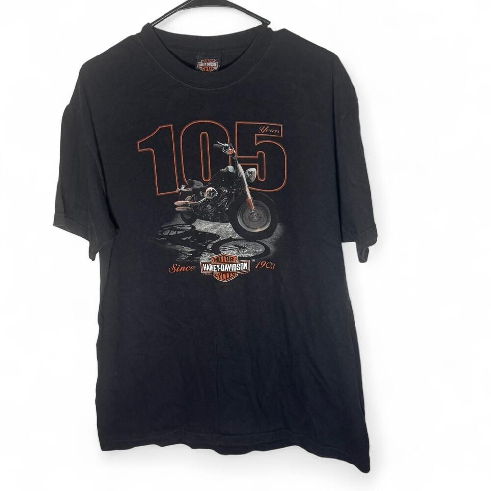 VTG Harley Davidson 105th Anniversary Black T-Shirt Large WV